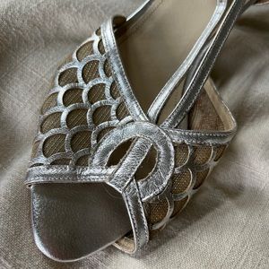 BHLDN Rachel Simpson silver dress shoes kitten wedding